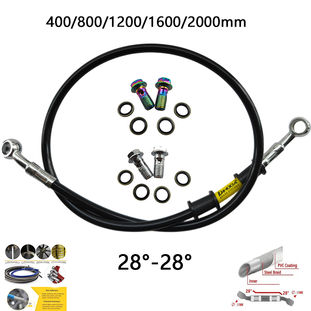 28°-28° Black Braided Stainles - Motorcycle Brake Cable 评论和价格