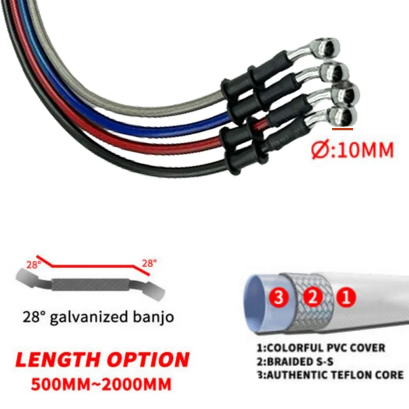 Silver 30cm To 220cm 28° 10mm  - Motorcycle Brake Cable 评论和价格