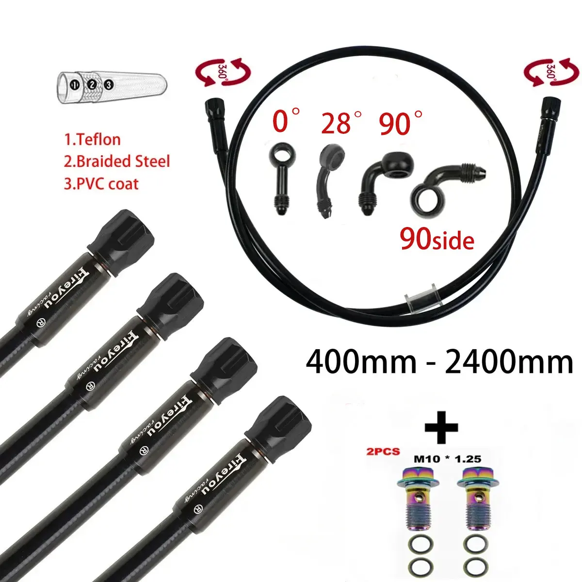 AN3 Braided Brake Hose Motorcy - Motorcycle Brake Cable 评论和价格